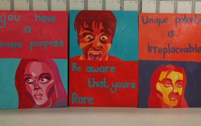 Leaving Cert Student Art work displayed in Social Area